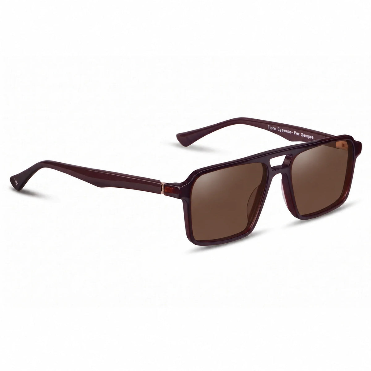 Lentes de sol Fiore 1039 Brown con cristal café polarizado UV400, vista en tres cuartos para hombre y mujer #color_cafe