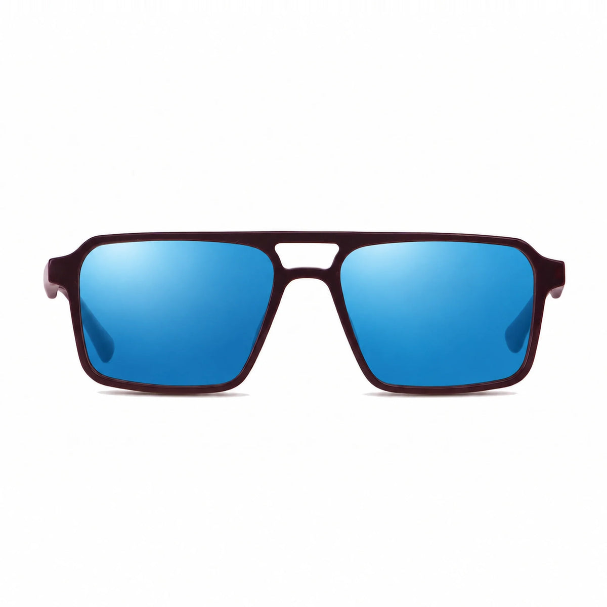 Lentes de sol Fiore 1039 Brown con cristal espejado azul polarizado UV400, vista frontal para hombre y mujer #color_espejado-azul #foto_frontal
