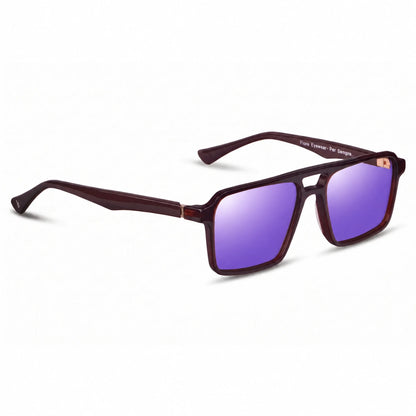 Lentes de sol Fiore 1039 Brown con cristal espejado morado polarizado UV400, vista en tres cuartos para hombre y mujer #color_espejado-morado