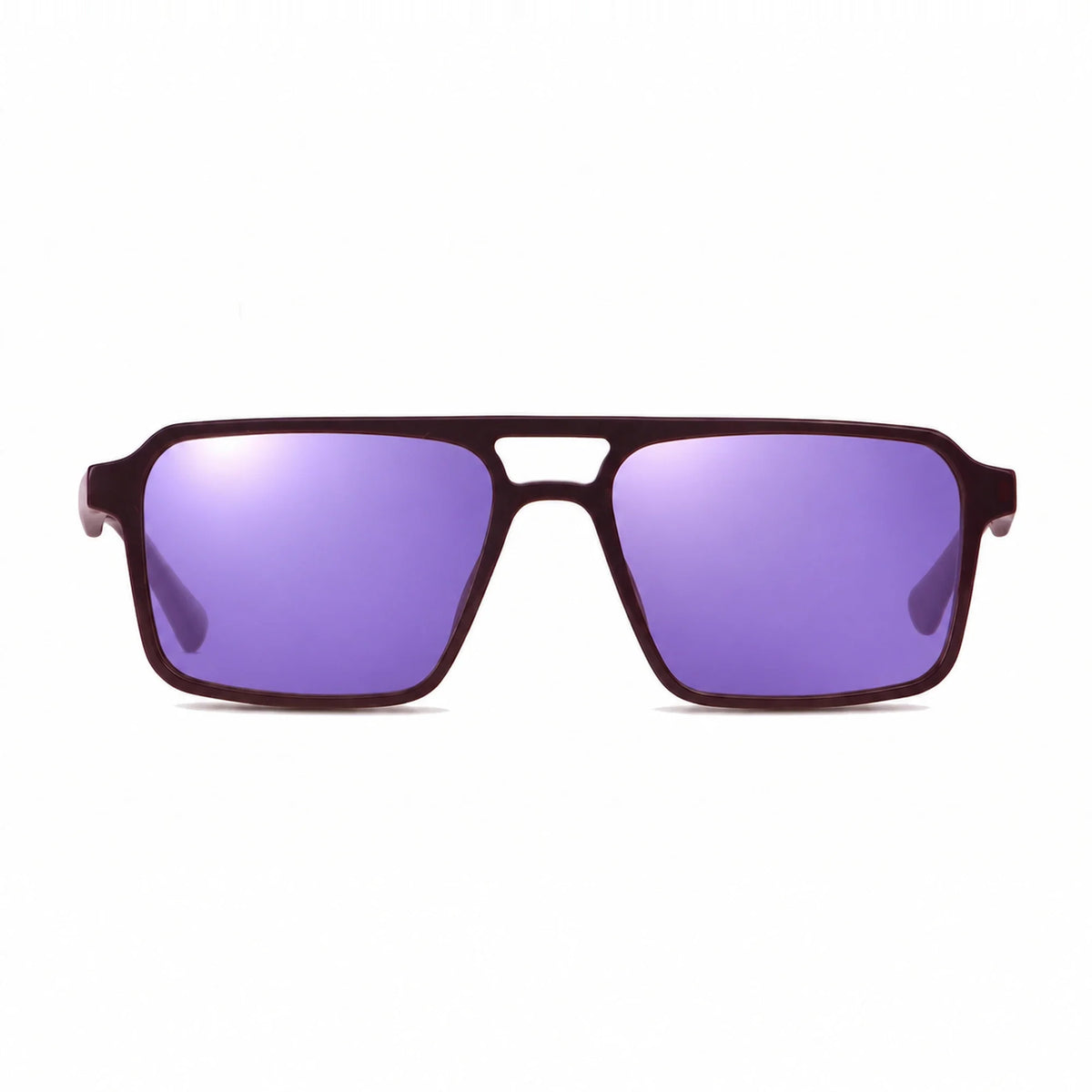 Lentes de sol Fiore 1039 Brown con cristal espejado morado polarizado UV400, vista frontal para hombre y mujer #color_espejado-morado #foto_frontal
