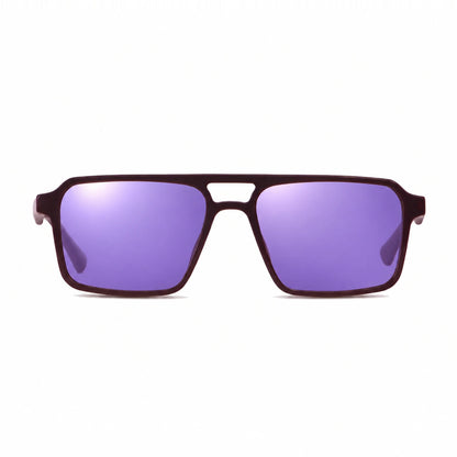Lentes de sol Fiore 1039 Brown con cristal espejado morado polarizado UV400, vista frontal para hombre y mujer #color_espejado-morado #foto_frontal