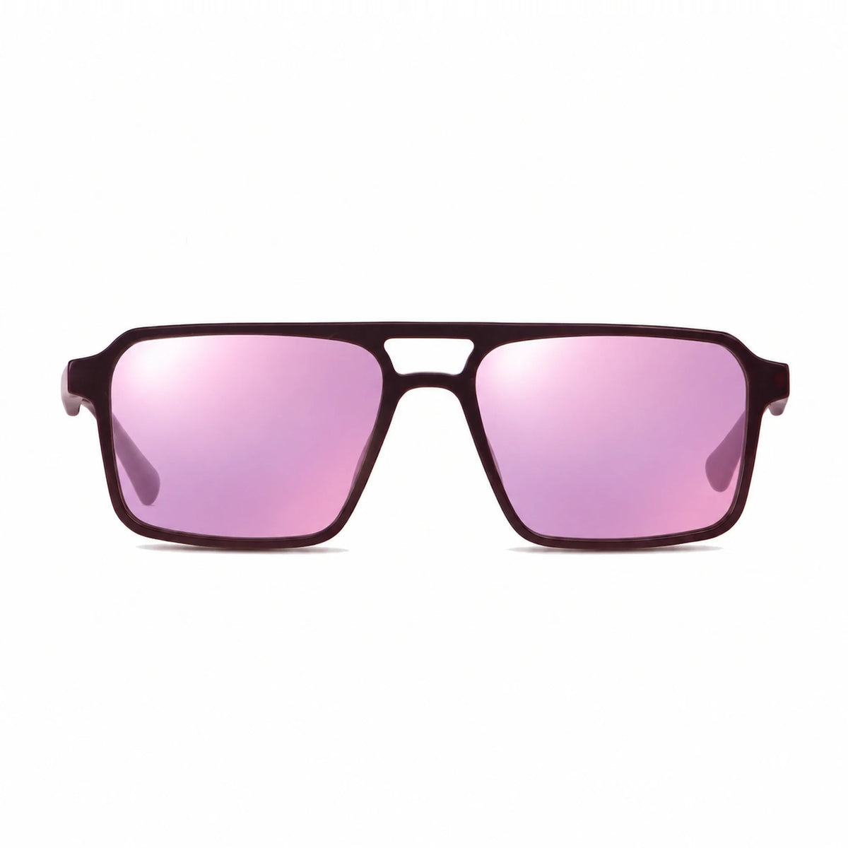 Lentes de sol Fiore 1039 Brown con cristal espejado rosado polarizado UV400, vista frontal para hombre y mujer #color_espejado-rosado #foto_frontal