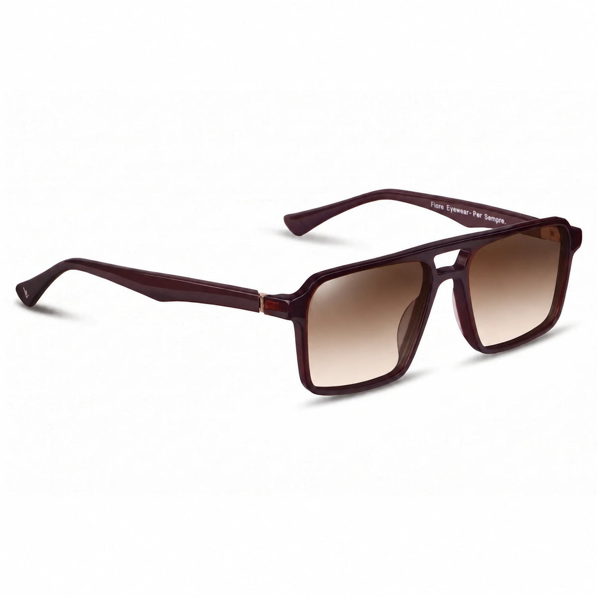Lentes de sol Fiore 1039 Brown con cristal gradiente café polarizado UV400, vista en tres cuartos para hombre y mujer #color_gradiente-cafe