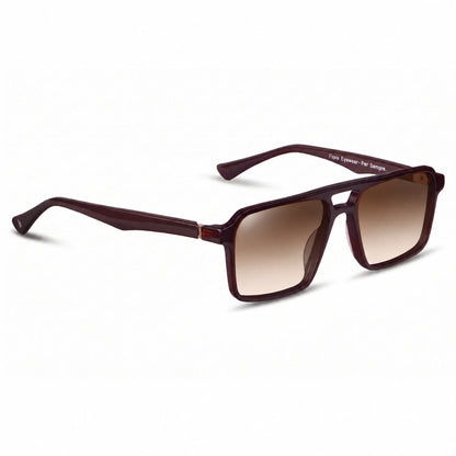 Lentes de sol Fiore 1039 Brown con cristal gradiente café polarizado UV400, vista en tres cuartos para hombre y mujer #color_gradiente-cafe