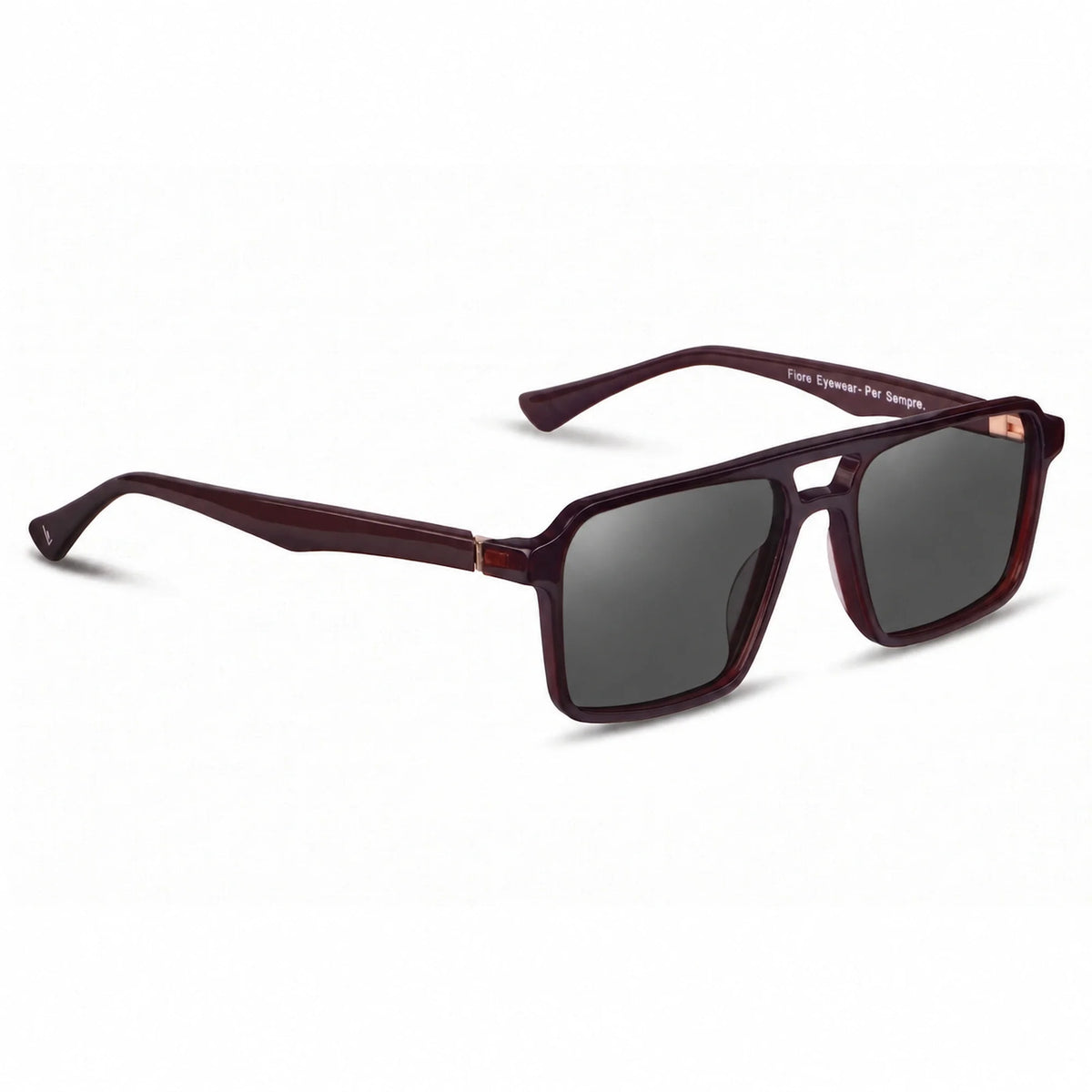 Lentes de sol Fiore 1039 Brown con cristal negro polarizado UV400, vista en tres cuartos para hombre y mujer #color_negro