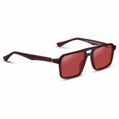 Lentes de sol Fiore 1039 Brown con cristal rojo polarizado UV400, vista en tres cuartos para hombre y mujer #color_rojo