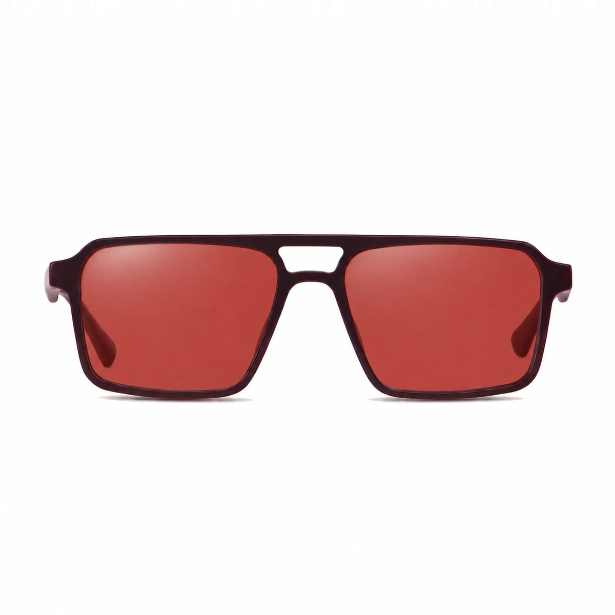 Lentes de sol Fiore 1039 Brown con cristal rojo polarizado UV400, vista frontal para hombre y mujer #color_rojo #foto_frontal