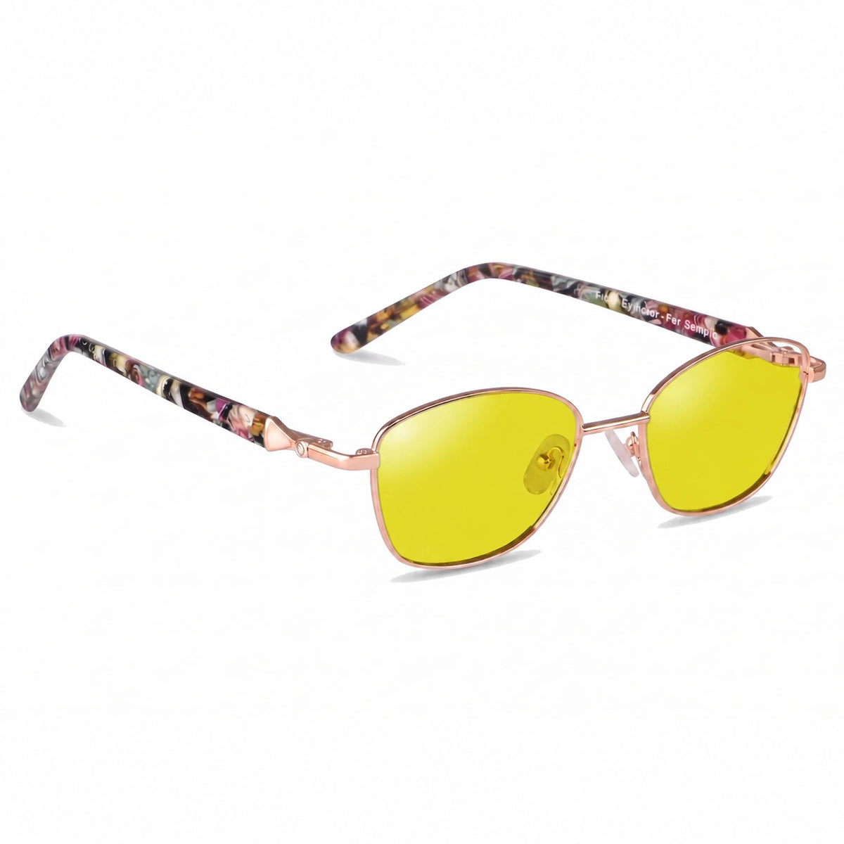 Lentes de sol Fiore 2208 Dorado con cristal amarillo polarizado UV400, vista en tres cuartos para mujer #color_amarillo