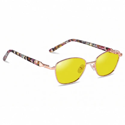 Lentes de sol Fiore 2208 Dorado con cristal amarillo polarizado UV400, vista en tres cuartos para mujer #color_amarillo