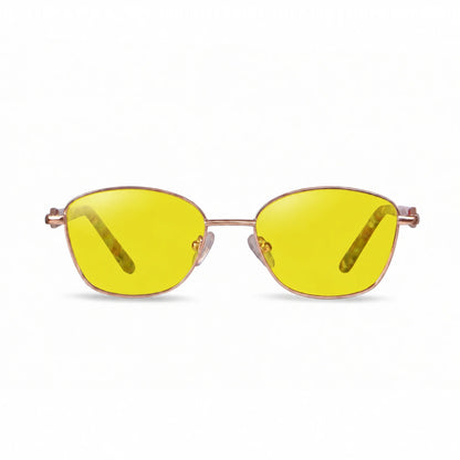 Lentes de sol Fiore 2208 Dorado con cristal amarillo polarizado UV400, vista frontal para mujer #color_amarillo #foto_frontal