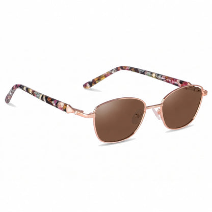 Lentes de sol Fiore 2208 Dorado con cristal café polarizado UV400, vista en tres cuartos para mujer #color_cafe