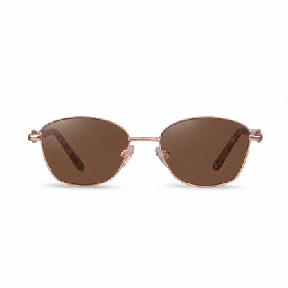 Lentes de sol Fiore 2208 Dorado con cristal café polarizado UV400, vista frontal para mujer #color_cafe #foto_frontal