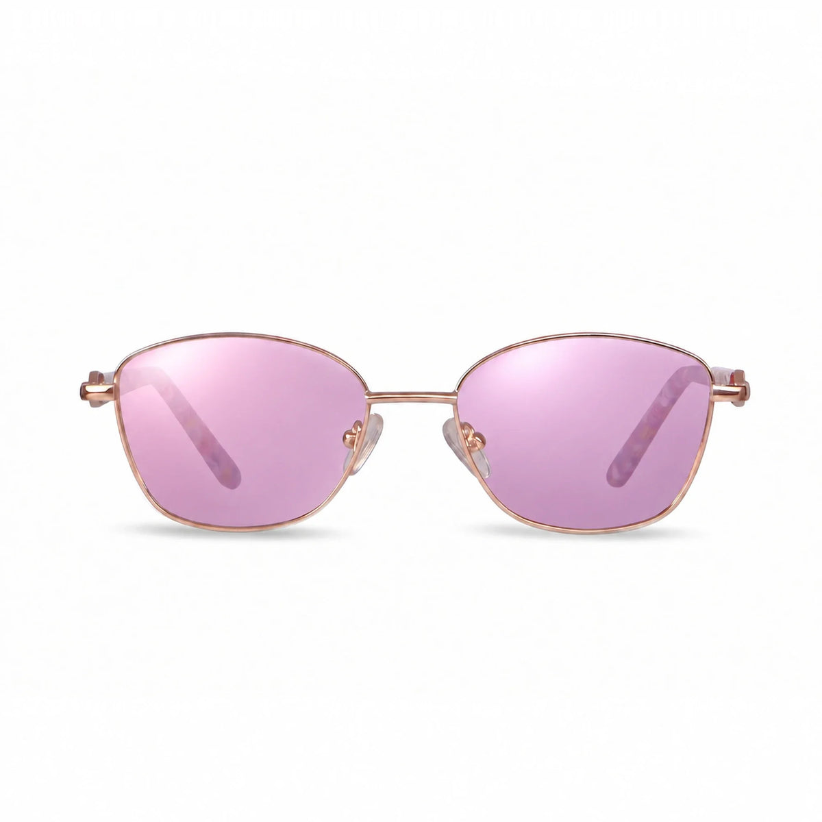Lentes de sol Fiore 2208 Dorado con cristal espejado rosado polarizado UV400, vista frontal para mujer #color_espejado-rosado #foto_frontal