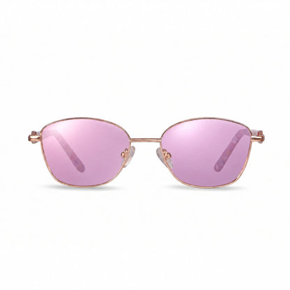Lentes de sol Fiore 2208 Dorado con cristal espejado rosado polarizado UV400, vista frontal para mujer #color_espejado-rosado #foto_frontal