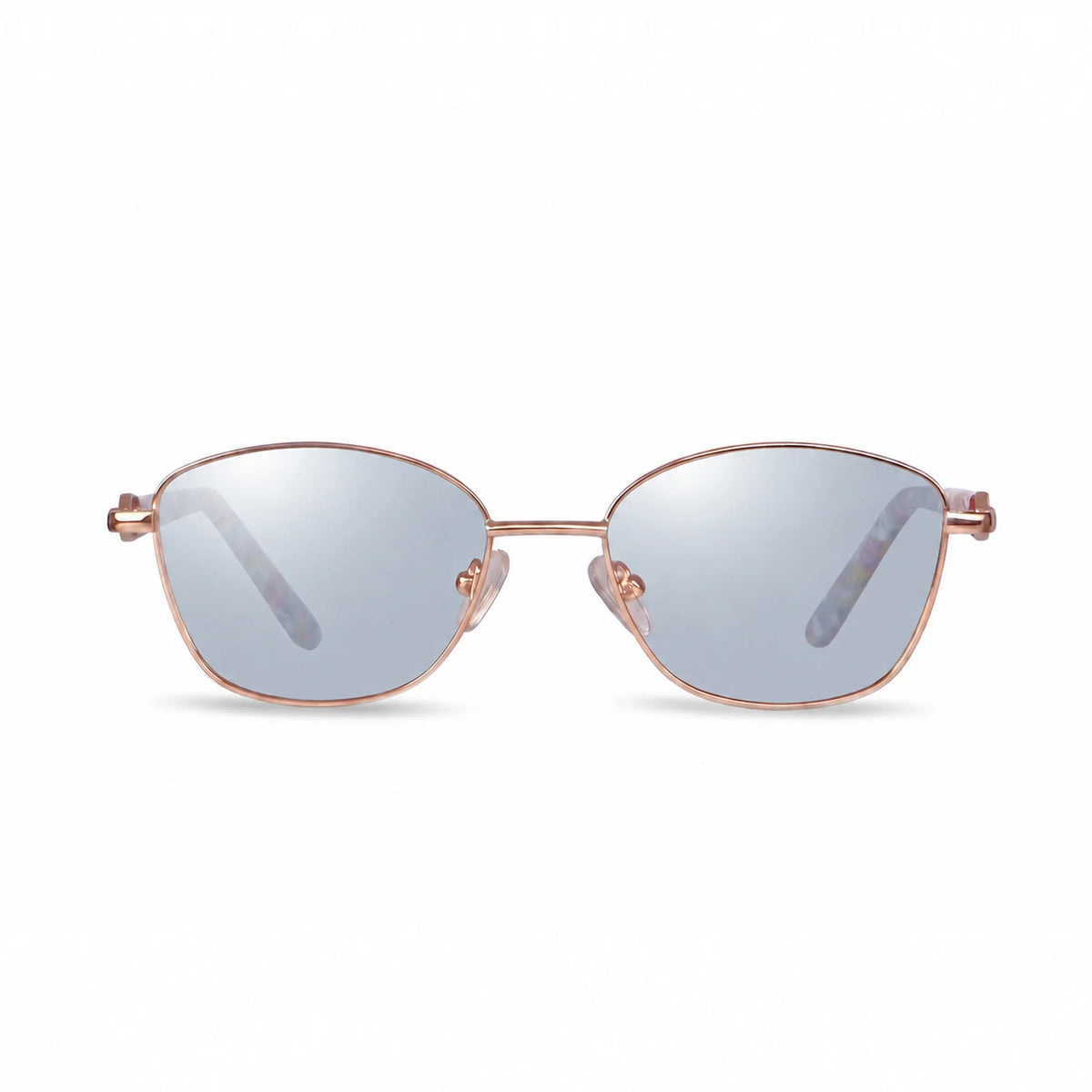 Lentes de sol Fiore 2208 Dorado con cristal espejado silver polarizado UV400, vista frontal para mujer #color_espejado-silver #foto_frontal