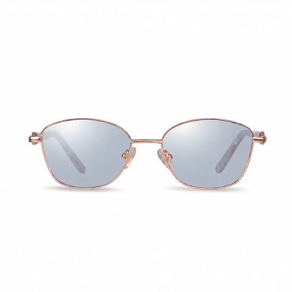 Lentes de sol Fiore 2208 Dorado con cristal espejado silver polarizado UV400, vista frontal para mujer #color_espejado-silver #foto_frontal