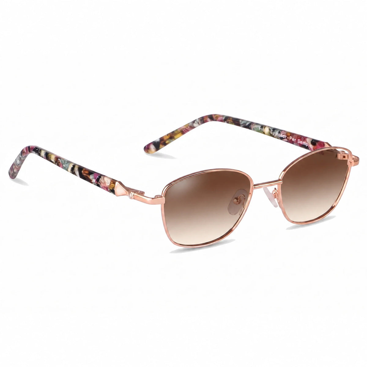 Lentes de sol Fiore 2208 Dorado con cristal gradiente café polarizado UV400, vista en tres cuartos para mujer #color_gradiente-cafe