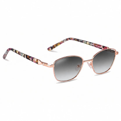 Lentes de sol Fiore 2208 Dorado con cristal gradiente gris polarizado UV400, vista en tres cuartos para mujer #color_gradiente-gris