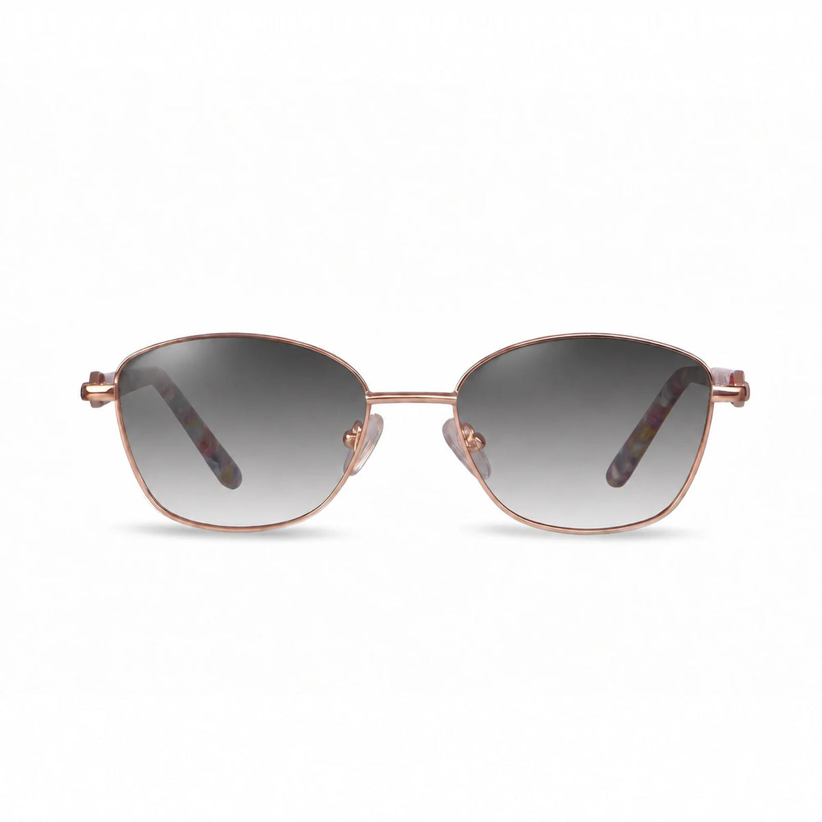 Lentes de sol Fiore 2208 Dorado con cristal gradiente gris polarizado UV400, vista frontal para mujer #color_gradiente-gris #foto_frontal