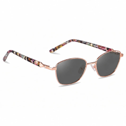 Lentes de sol Fiore 2208 Dorado con cristal negro polarizado UV400, vista en tres cuartos para mujer #color_negro