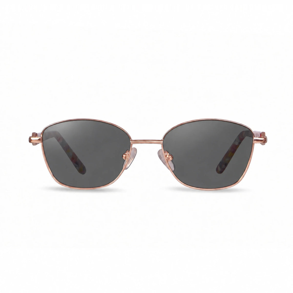 Lentes de sol Fiore 2208 Dorado con cristal negro polarizado UV400, vista frontal para mujer #color_negro #foto_frontal