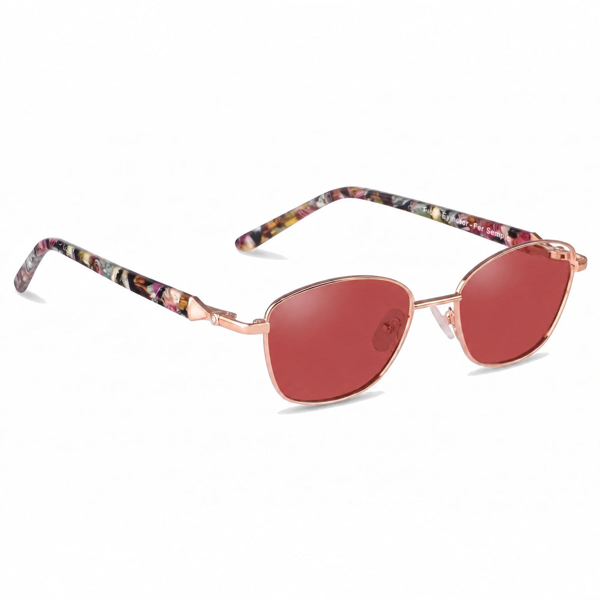 Lentes de sol Fiore 2208 Dorado con cristal rojo polarizado UV400, vista en tres cuartos para mujer #color_rojo