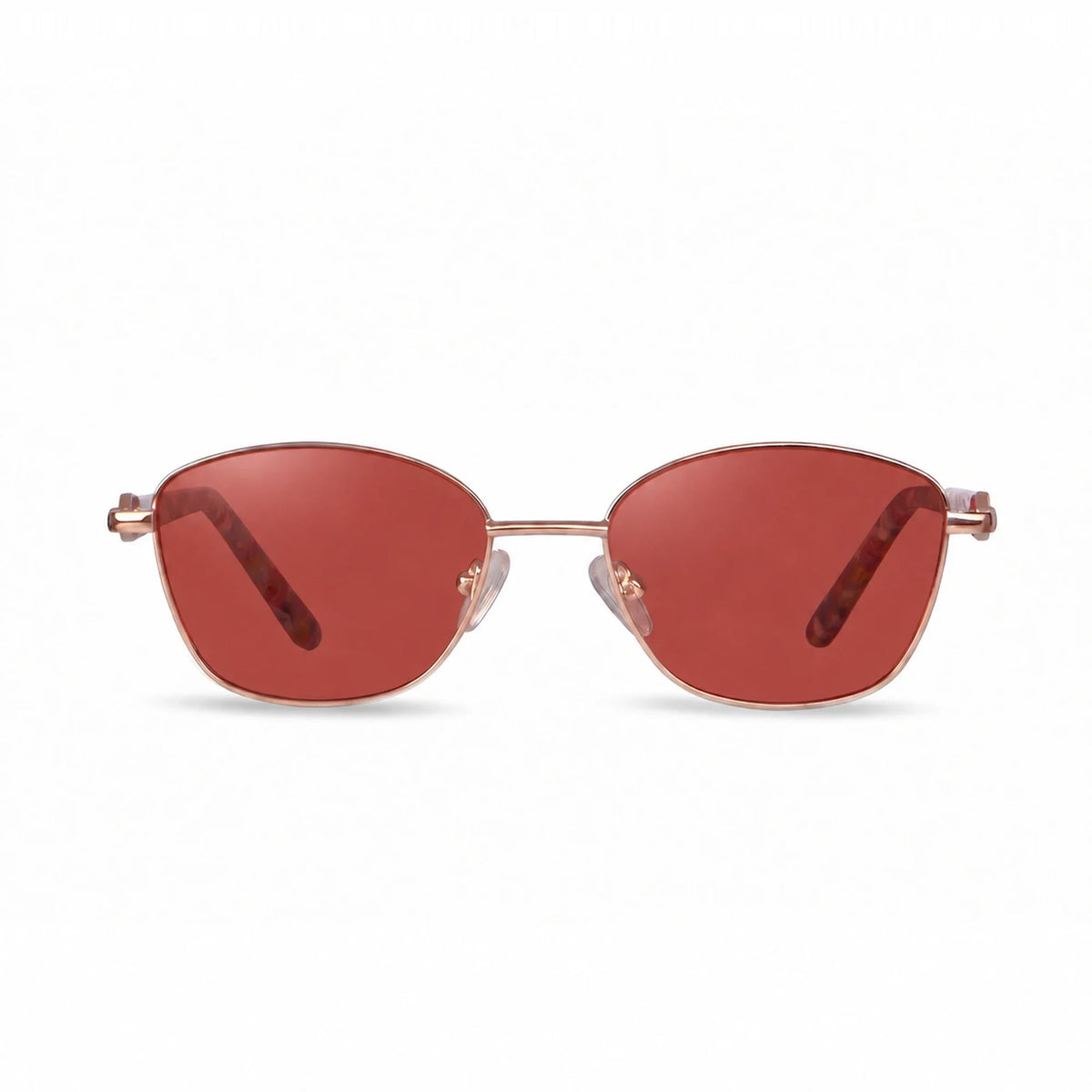 Lentes de sol Fiore 2208 Dorado con cristal rojo polarizado UV400, vista frontal para mujer #color_rojo #foto_frontal