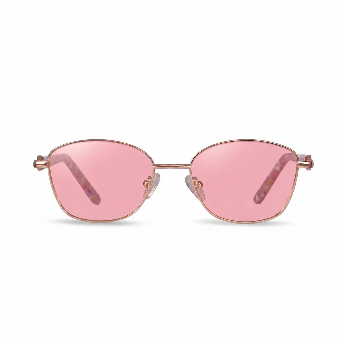 Lentes de sol Fiore 2208 Dorado con cristal rosado polarizado UV400, vista frontal para mujer #color_rosado #foto_frontal