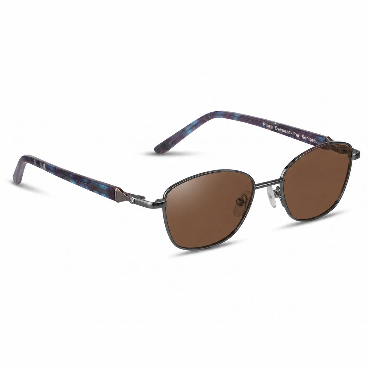 Lentes de sol Fiore 2208 Gris con cristal café polarizado UV400, vista en tres cuartos para mujer #color_cafe