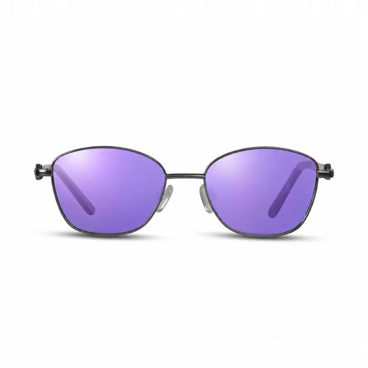 Lentes de sol Fiore 2208 Gris con cristal espejado morado polarizado UV400, vista frontal para mujer #color_espejado-morado #foto_frontal