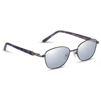 Lentes de sol Fiore 2208 Gris con cristal espejado silver polarizado UV400, vista en tres cuartos para mujer #color_espejado-silver