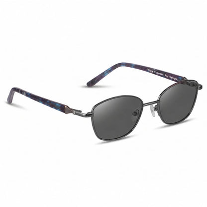 Lentes de sol Fiore 2208 Gris con cristal negro polarizado UV400, vista en tres cuartos para mujer #color_negro