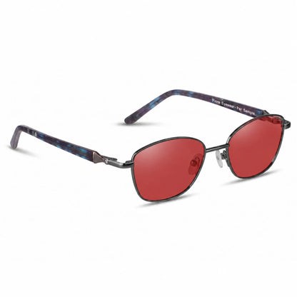 Lentes de sol Fiore 2208 Gris con cristal rojo polarizado UV400, vista en tres cuartos para mujer #color_rojo
