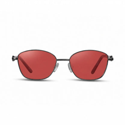 Lentes de sol Fiore 2208 Gris con cristal rojo polarizado UV400, vista frontal para mujer #color_rojo #foto_frontal