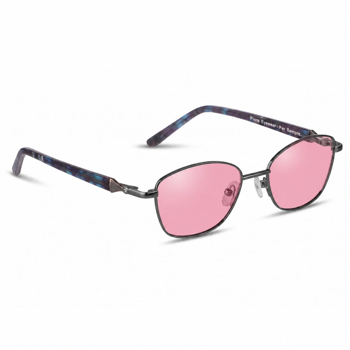 Lentes de sol Fiore 2208 Gris con cristal rosado polarizado UV400, vista en tres cuartos para mujer #color_rosado
