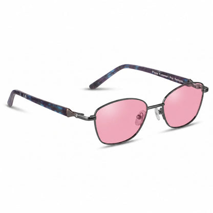 Lentes de sol Fiore 2208 Gris con cristal rosado polarizado UV400, vista en tres cuartos para mujer #color_rosado