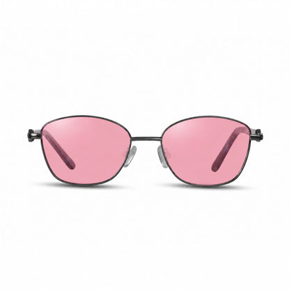Lentes de sol Fiore 2208 Gris con cristal rosado polarizado UV400, vista frontal para mujer #color_rosado #foto_frontal