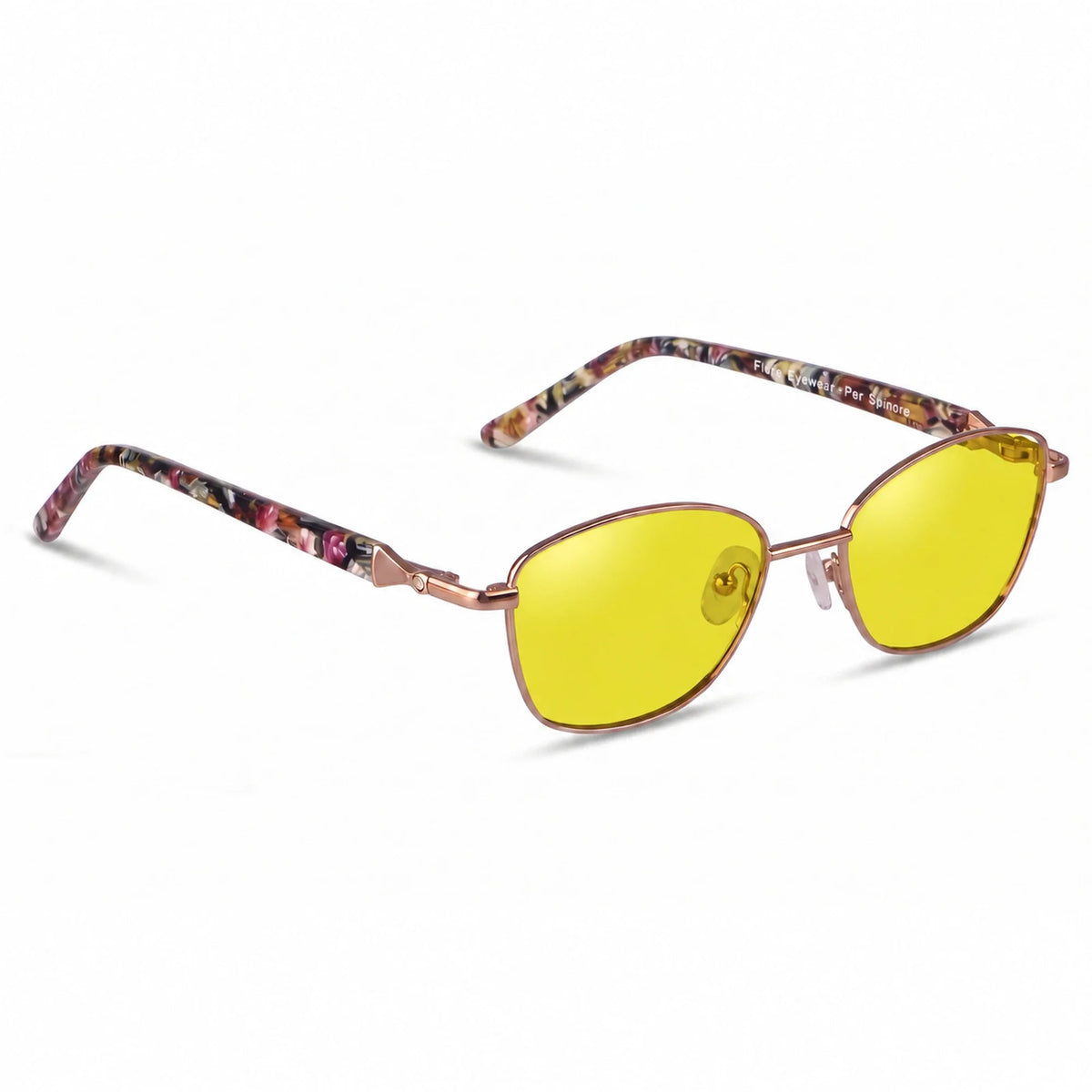 Lentes de sol Fiore 2208 Carey con cristal amarillo polarizado UV400, vista en tres cuartos para mujer #color_amarillo