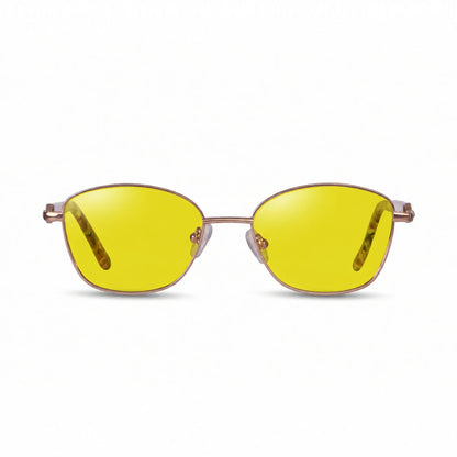 Lentes de sol Fiore 2208 Carey con cristal amarillo polarizado UV400, vista frontal para mujer #color_amarillo #foto_frontal