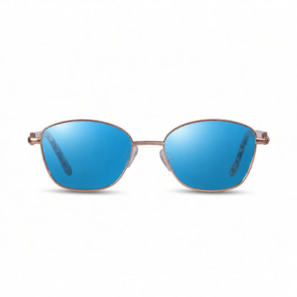 Lentes de sol Fiore 2208 Carey con cristal espejado azul polarizado UV400, vista frontal para mujer #color_espejado-azul #foto_frontal