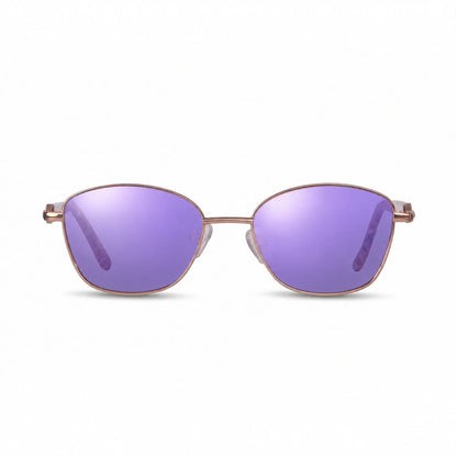 Lentes de sol Fiore 2208 Carey con cristal espejado morado polarizado UV400, vista frontal para mujer #color_espejado-morado #foto_frontal