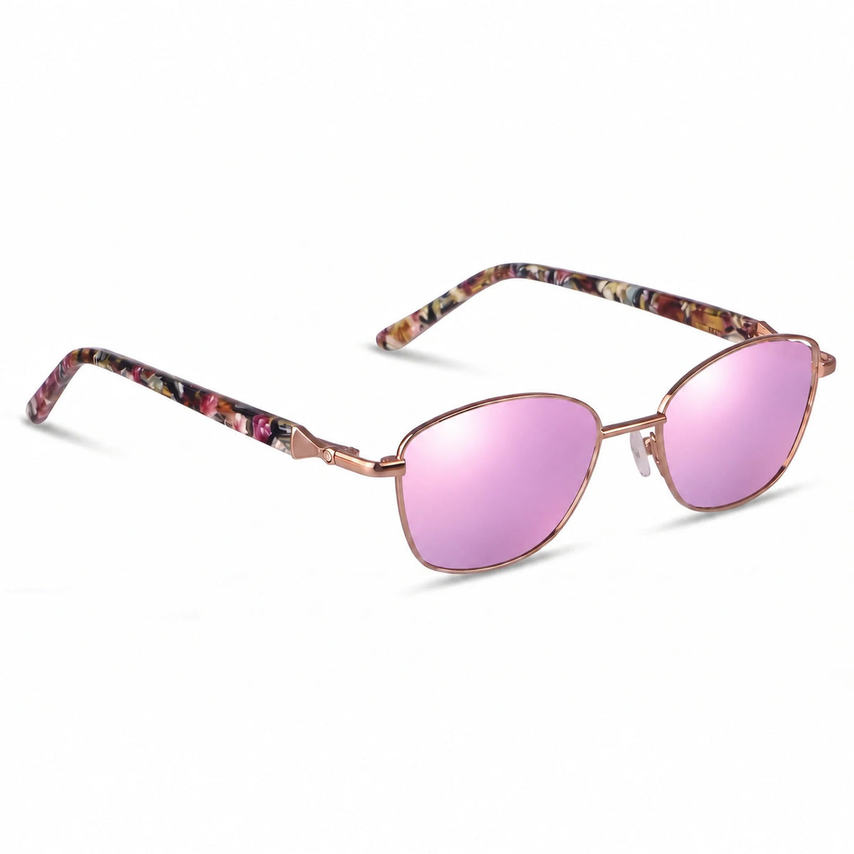 Lentes de sol Fiore 2208 Carey con cristal espejado rosado polarizado UV400, vista en tres cuartos para mujer #color_espejado-rosado