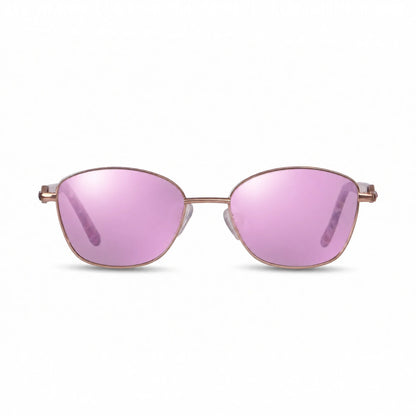 Lentes de sol Fiore 2208 Carey con cristal espejado rosado polarizado UV400, vista frontal para mujer #color_espejado-rosado #foto_frontal