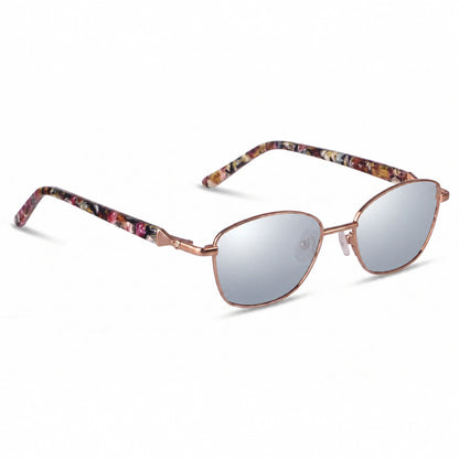 Lentes de sol Fiore 2208 Carey con cristal espejado silver polarizado UV400, vista en tres cuartos para mujer #color_espejado-silver