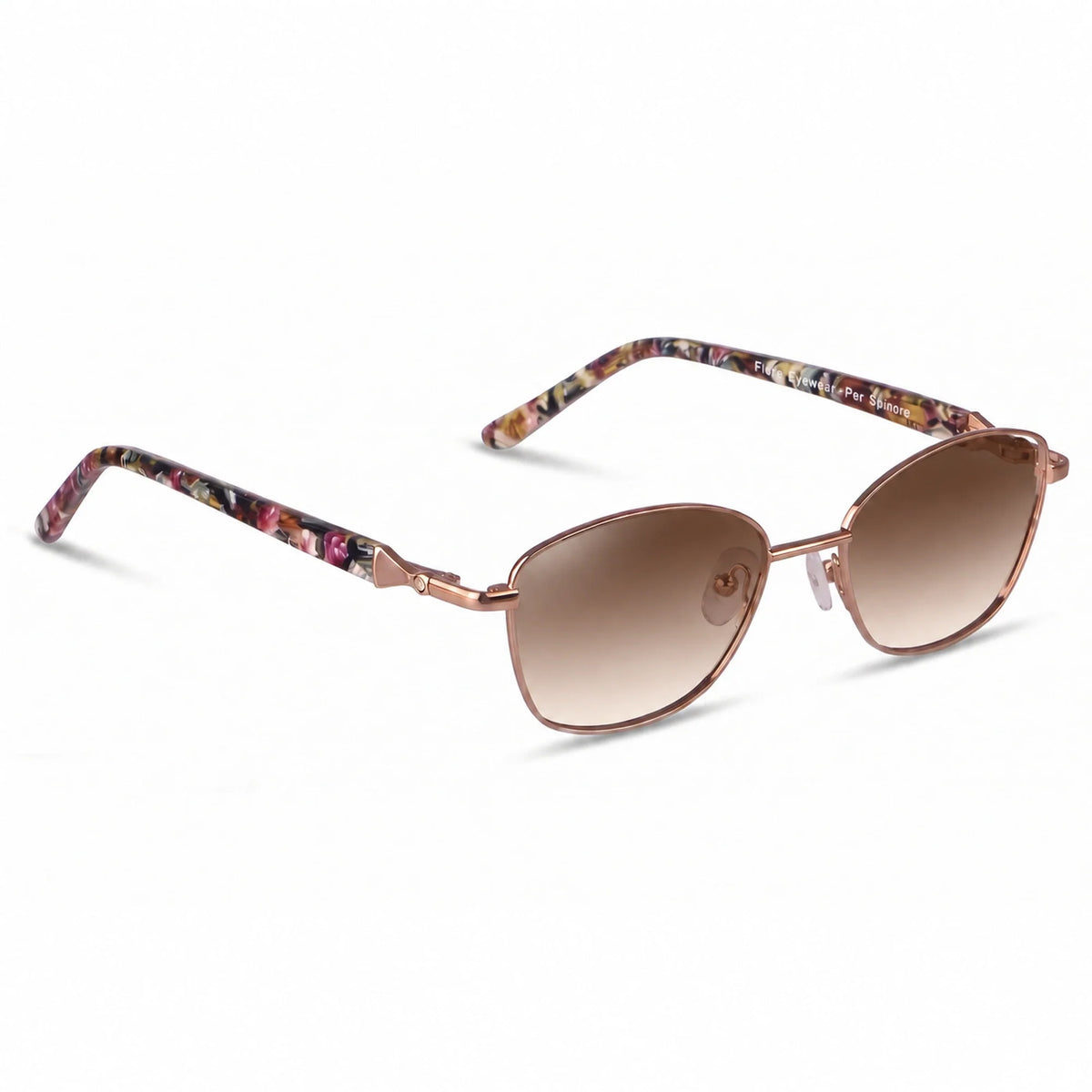 Lentes de sol Fiore 2208 Carey con cristal gradiente café polarizado UV400, vista en tres cuartos para mujer #color_gradiente-cafe