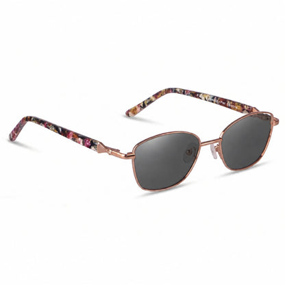 Lentes de sol Fiore 2208 Carey con cristal negro polarizado UV400, vista en tres cuartos para mujer #color_negro