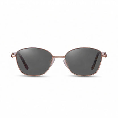 Lentes de sol Fiore 2208 Carey con cristal negro polarizado UV400, vista frontal para mujer #color_negro #foto_frontal