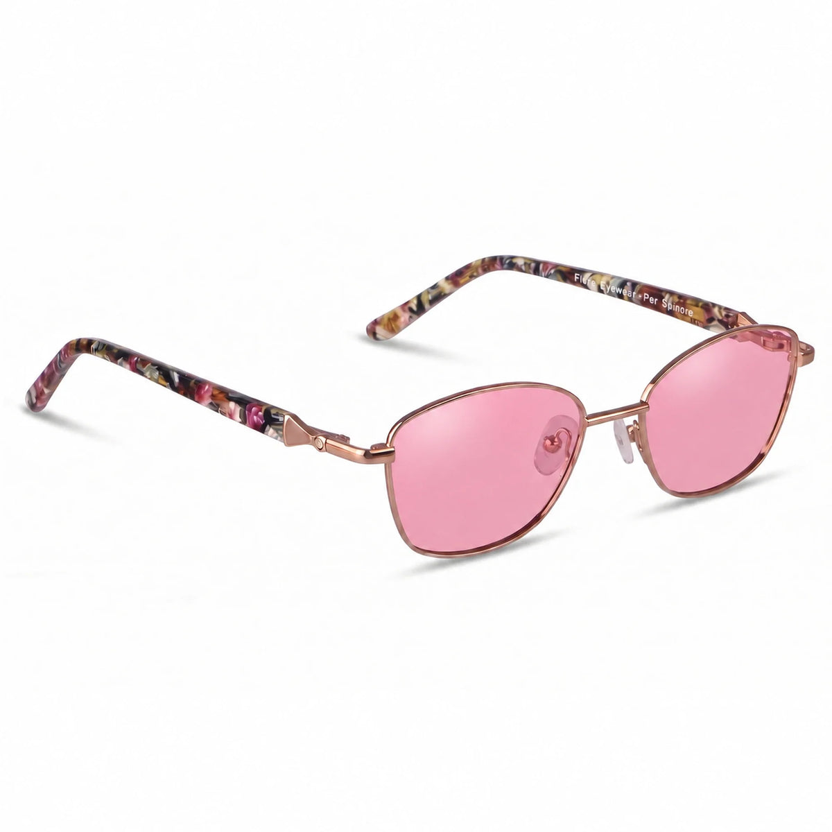 Lentes de sol Fiore 2208 Carey con cristal rosado polarizado UV400, vista en tres cuartos para mujer #color_rosado