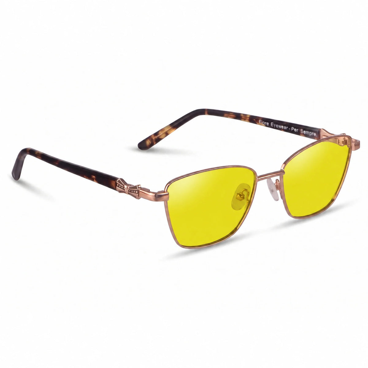 Lentes de sol Fiore 22115 Brown con cristal amarillo polarizado UV400, vista en tres cuartos para mujer #color_amarillo