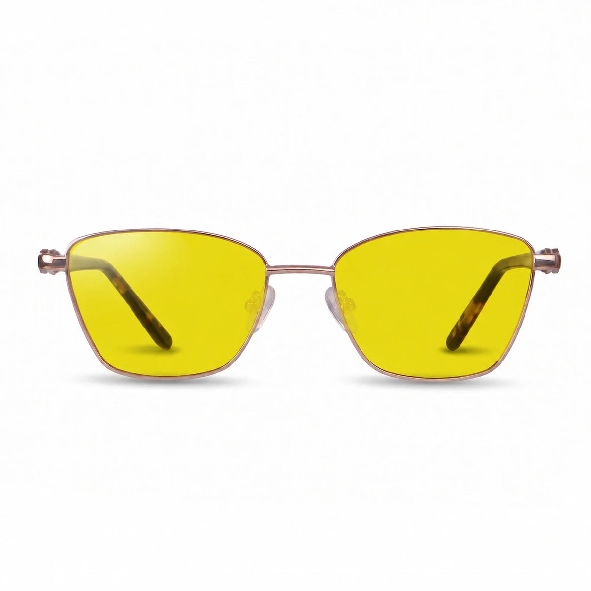 Lentes de sol Fiore 22115 Brown con cristal amarillo polarizado UV400, vista frontal para mujer #color_amarillo #foto_frontal